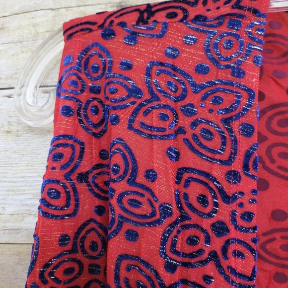 LuLaRoe XL Joy - NWT Rust Red, Blue Velvet, Metallic Gold Longline Vest - Picture 3 of 7